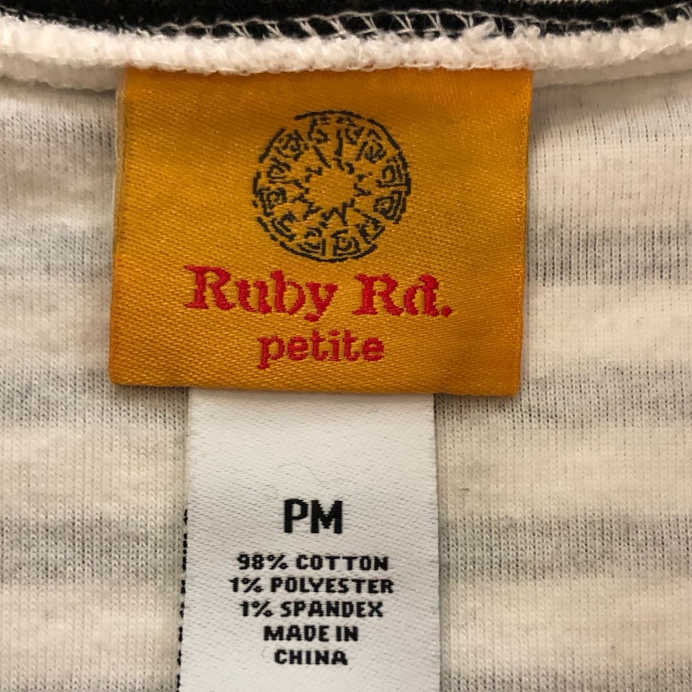 Ruby Rd. Sweatshirt Jacket Striped Full Zip Mock Neck Size M Petite Cotton blend - Picture 4 of 13